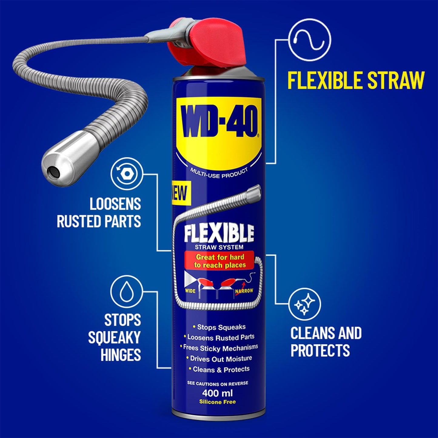 WD-40 Multi-Use Lubricant Flexible Straw 400ml, Twin Pack