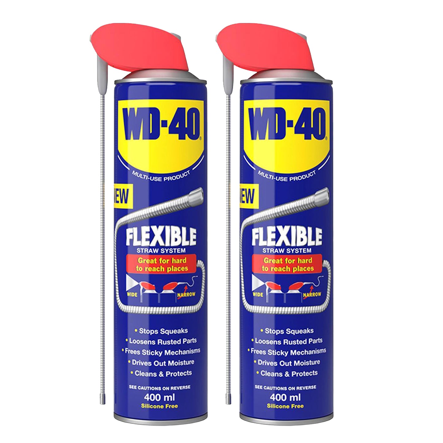 WD-40 Multi-Use Lubricant Flexible Straw 400ml, Twin Pack