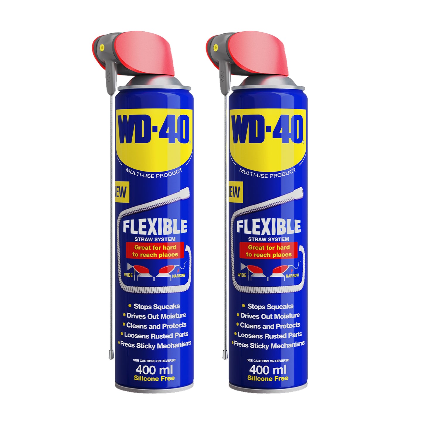 WD-40 Multi-Use Lubricant Flexible Straw 400ml, Twin Pack
